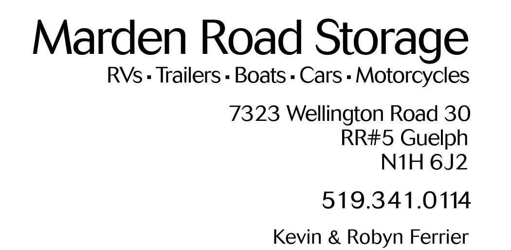 Indoor storage for cars, motorcycles. Outdoor storage for cars, trailers, RVs, boats, etc.  7323 Wellington Road 30, Guelph, N1H 6J2 519-341-0114